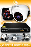 ELITCAM 2 Kameralı Panda 1 İç Kamera Set 320 GB HDD Full HD Gece Görüşlü Güvenlik Kamerası Sistemi