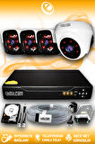ELITCAM 4 Kameralı Panda 1 İç Kamera Set 500 GB HDD Full HD Gece Görüşlü Güvenlik Kamerası Sistemi