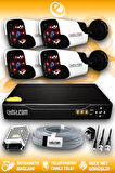 ELITCAM 4 Kameralı Panda 4 Dış Kamera Set HDD'siz Full HD Gece Görüşlü Güvenlik Kamerası Sistemi