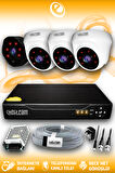 ELITCAM 4 Kameralı Uzay 3 İç Kamera Set HDD'siz Full HD Gece Görüşlü Güvenlik Kamerası Sistemi