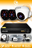 ELITCAM 3 Kameralı Uzay 1 İç Kamera Set 2 TB HDD Full HD Gece Görüşlü Güvenlik Kamerası Sistemi