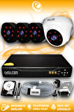 ELITCAM 4 Kameralı Uzay 1 İç Kamera Set 100 GB HDD Full HD Gece Görüşlü Güvenlik Kamerası Sistemi