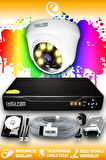 ELITCAM 1 Kameralı Dome 1 İç Kamera Set 2 TB HDD Full HD Renkli Gece Görüşlü Güvenlik Kamerası Sistemi