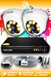 ELITCAM 2 Kameralı Dome 2 İç Kamera Set HDD'siz Full HD Renkli Gece Görüşlü Güvenlik Kamerası Sistemi