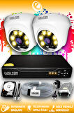 ELITCAM 2 Kameralı Dome 2 İç Kamera Set 500 GB HDD Full HD Renkli Gece Görüşlü Güvenlik Kamerası Sistemi
