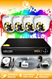 ELITCAM 4 Kameralı Dome 4 İç Kamera Set 100 GB HDD Full HD Renkli Gece Görüşlü Güvenlik Kamerası Sistemi