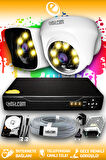 ELITCAM 2 Kameralı Kare 1 İç Kamera Set 100 GB HDD Full HD Renkli Gece Görüşlü Güvenlik Kamerası Sistemi