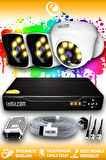 ELITCAM 3 Kameralı Kare 1 İç Kamera Set HDD'siz Full HD Renkli Gece Görüşlü Güvenlik Kamerası Sistemi
