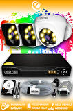 ELITCAM 3 Kameralı Kare 1 İç Kamera Set 100 GB HDD Full HD Renkli Gece Görüşlü Güvenlik Kamerası Sistemi