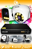 ELITCAM 2 Kameralı Zebra 1 İç Kamera Set 1 TB HDD Full HD Renkli Gece Görüşlü Güvenlik Kamerası Sistemi