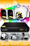 ELITCAM 3 Kameralı Zebra 1 İç Kamera Set 250 GB HDD Full HD Renkli Gece Görüşlü Güvenlik Kamerası Sistemi
