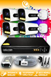 ELITCAM 4 Kameralı Zebra 4 Dış Kamera Set HDD'siz Full HD Renkli Gece Görüşlü Güvenlik Kamerası Sistemi
