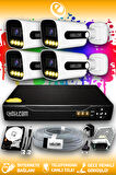 ELITCAM 4 Kameralı Zebra 4 Dış Kamera Set 100 GB HDD Full HD Renkli Gece Görüşlü Güvenlik Kamerası Sistemi