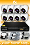 ELITCAM 8 Kameralı Dome 8 İç Kamera Set 100 GB HDD Full HD Gece Görüşlü Güvenlik Kamerası Sistemi