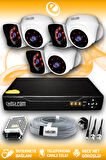 ELITCAM 6 Kameralı Kare 3 İç Kamera Set HDD'siz Full HD Gece Görüşlü Güvenlik Kamerası Sistemi