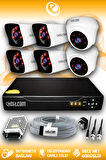 ELITCAM 6 Kameralı Kare 2 İç Kamera Set HDD'siz Full HD Gece Görüşlü Güvenlik Kamerası Sistemi