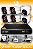 ELITCAM 6 Kameralı Kare 2 İç Kamera Set 1 TB HDD Full HD Gece Görüşlü Güvenlik Kamerası Sistemi