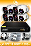 ELITCAM 8 Kameralı Kare 4 İç Kamera Set 100 GB HDD Full HD Gece Görüşlü Güvenlik Kamerası Sistemi