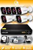 ELITCAM 6 Kameralı Kare 6 Dış Kamera Set 500 GB HDD Full HD Gece Görüşlü Güvenlik Kamerası Sistemi