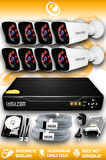 ELITCAM 8 Kameralı Kare 8 Dış Kamera Set 250 GB HDD Full HD Gece Görüşlü Güvenlik Kamerası Sistemi