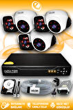 ELITCAM 6 Kameralı Panda 3 İç Kamera Set 500 GB HDD Full HD Gece Görüşlü Güvenlik Kamerası Sistemi