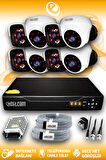 ELITCAM 8 Kameralı Panda 4 İç Kamera Set HDD'siz Full HD Gece Görüşlü Güvenlik Kamerası Sistemi