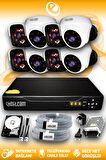 ELITCAM 8 Kameralı Panda 4 İç Kamera Set 100 GB HDD Full HD Gece Görüşlü Güvenlik Kamerası Sistemi