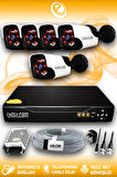 ELITCAM 5 Kameralı Panda 5 Dış Kamera Set HDD'siz Full HD Gece Görüşlü Güvenlik Kamerası Sistemi