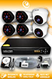 ELITCAM 6 Kameralı Uzay 2 İç Kamera Set 100 GB HDD Full HD Gece Görüşlü Güvenlik Kamerası Sistemi