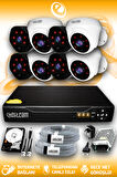 ELITCAM 8 Kameralı Uzay 4 İç Kamera Set 250 GB HDD Full HD Gece Görüşlü Güvenlik Kamerası Sistemi