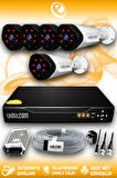 ELITCAM 5 Kameralı Uzay 5 Dış Kamera Set HDD'siz Full HD Gece Görüşlü Güvenlik Kamerası Sistemi