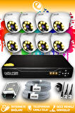 ELITCAM 8 Kameralı Dome 8 İç Kamera Set HDD'siz Full HD Renkli Gece Görüşlü Güvenlik Kamerası Sistemi