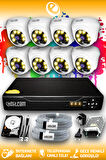 ELITCAM 8 Kameralı Dome 8 İç Kamera Set 320 GB HDD Full HD Renkli Gece Görüşlü Güvenlik Kamerası Sistemi