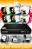 ELITCAM 6 Kameralı Kare 2 İç Kamera Set 100 GB HDD Full HD Renkli Gece Görüşlü Güvenlik Kamerası Sistemi