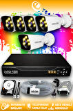 ELITCAM 5 Kameralı Kare 5 Dış Kamera Set 1 TB HDD Full HD Renkli Gece Görüşlü Güvenlik Kamerası Sistemi
