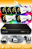 ELITCAM 6 Kameralı Kare 6 Dış Kamera Set HDD'siz Full HD Renkli Gece Görüşlü Güvenlik Kamerası Sistemi
