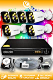 ELITCAM 6 Kameralı Kare 6 Dış Kamera Set 1 TB HDD Full HD Renkli Gece Görüşlü Güvenlik Kamerası Sistemi