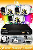 ELITCAM 6 Kameralı Zebra 3 İç Kamera Set 100 GB HDD Full HD Renkli Gece Görüşlü Güvenlik Kamerası Sistemi
