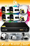 ELITCAM 6 Kameralı Zebra 2 İç Kamera Set 250 GB HDD Full HD Renkli Gece Görüşlü Güvenlik Kamerası Sistemi