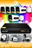 ELITCAM 5 Kameralı Zebra 5 Dış Kamera Set 250 GB HDD Full HD Renkli Gece Görüşlü Güvenlik Kamerası Sistemi
