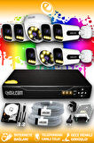 ELITCAM 8 Kameralı Zebra 2 İç Kamera Set 250 GB HDD Full HD Renkli Gece Görüşlü Güvenlik Kamerası Sistemi