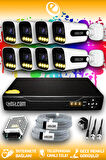 ELITCAM 8 Kameralı Zebra 8 Dış Kamera Set HDD'siz Full HD Renkli Gece Görüşlü Güvenlik Kamerası Sistemi