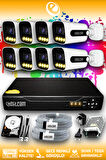 ELITCAM 8 Kameralı Zebra 8 Dış Kamera Set 1 TB HDD Full HD Renkli Gece Görüşlü Güvenlik Kamerası Sistemi