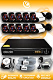 ELITCAM 10 Kameralı Panda 10 Dış Kamera Set 500 GB HDD Full HD Gece Görüşlü Güvenlik Kamerası Sistemi