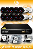 ELITCAM 10 Kameralı Uzay 10 Dış Kamera Set 100 GB HDD Full HD Gece Görüşlü Güvenlik Kamerası Sistemi