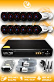 ELITCAM 12 Kameralı Uzay 12 Dış Kamera Set HDD'siz Full HD Gece Görüşlü Güvenlik Kamerası Sistemi