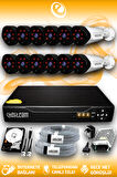 ELITCAM 12 Kameralı Uzay 12 Dış Kamera Set 500 GB HDD Full HD Gece Görüşlü Güvenlik Kamerası Sistemi