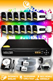 ELITCAM 12 Kameralı Zebra 12 Dış Kamera Set 2 TB HDD Full HD Renkli Gece Görüşlü Güvenlik Kamerası Sistemi