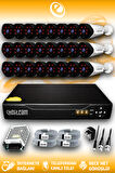 ELITCAM 24 Kameralı Uzay 24 Dış Kamera Set HDD'siz Full HD Gece Görüşlü Güvenlik Kamerası Sistemi