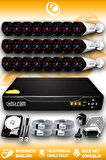 ELITCAM 24 Kameralı Uzay 24 Dış Kamera Set 100 GB HDD Full HD Gece Görüşlü Güvenlik Kamerası Sistemi
